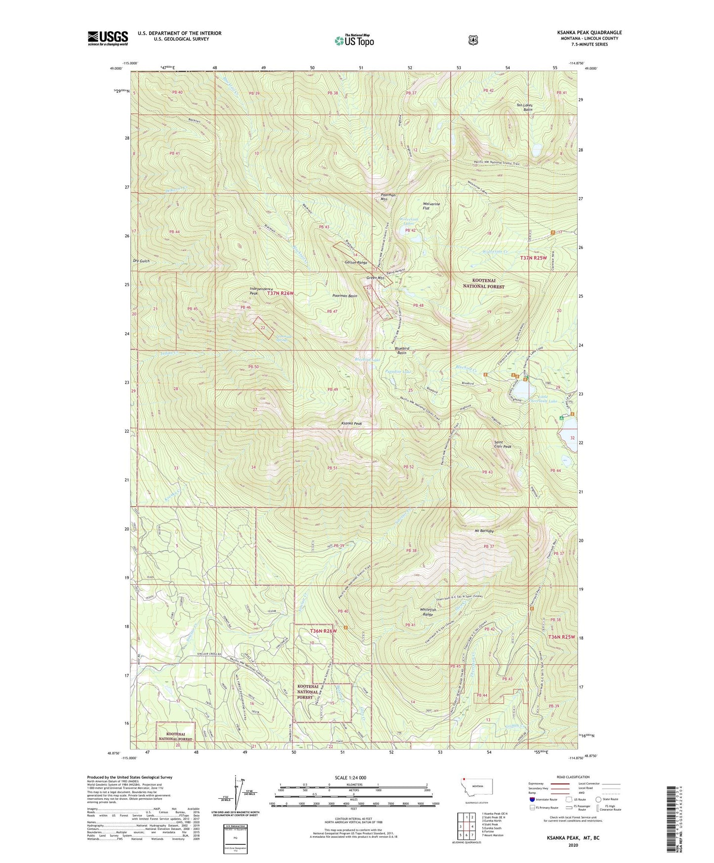 Ksanka Peak Montana US Topo Map Image