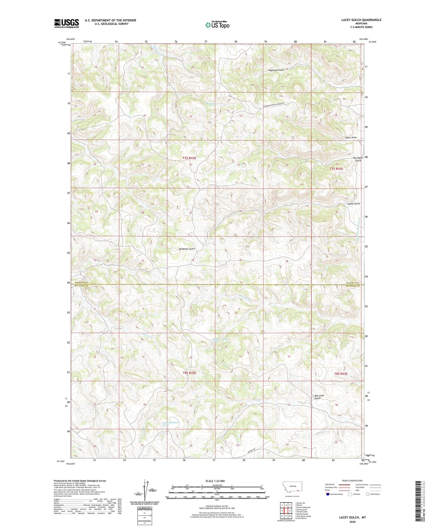 Lacey Gulch Montana US Topo Map Image