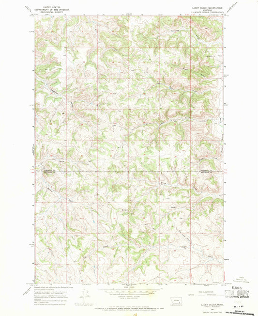 Classic USGS Lacey Gulch Montana 7.5'x7.5' Topo Map Image