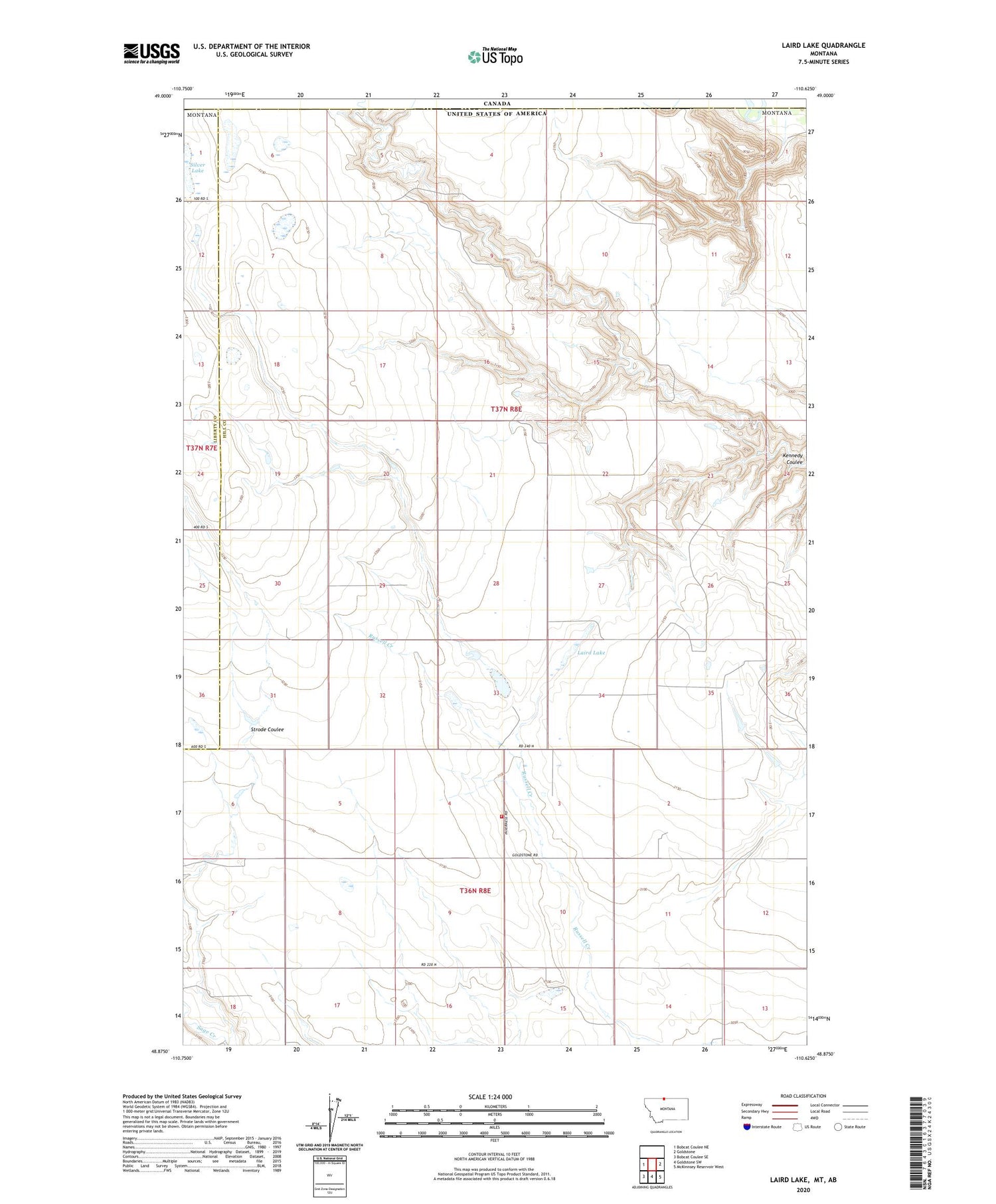 Laird Lake Montana US Topo Map Image