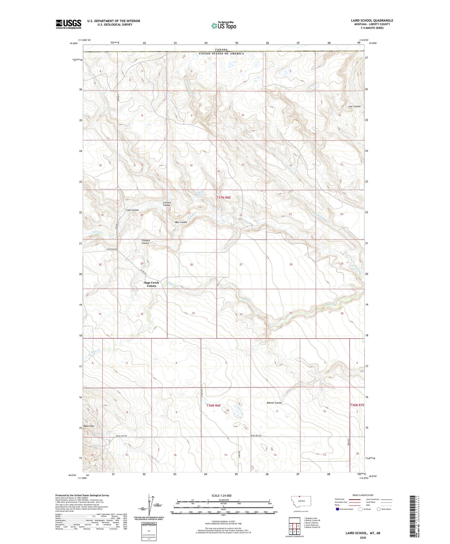 Laird School Montana US Topo Map Image
