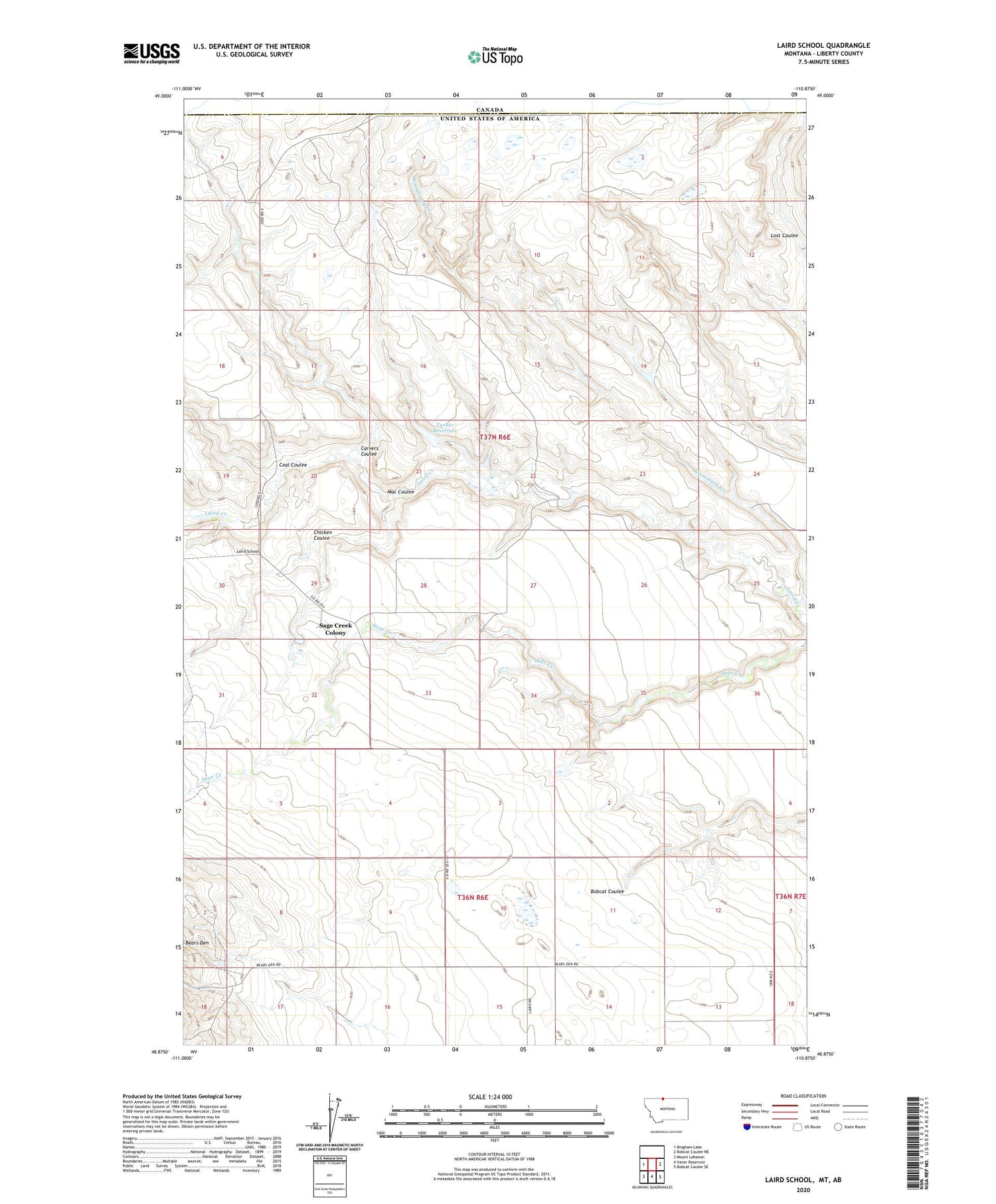 Laird School Montana US Topo Map Image