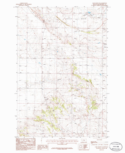Classic USGS Lake Mason SE Montana 7.5'x7.5' Topo Map Image