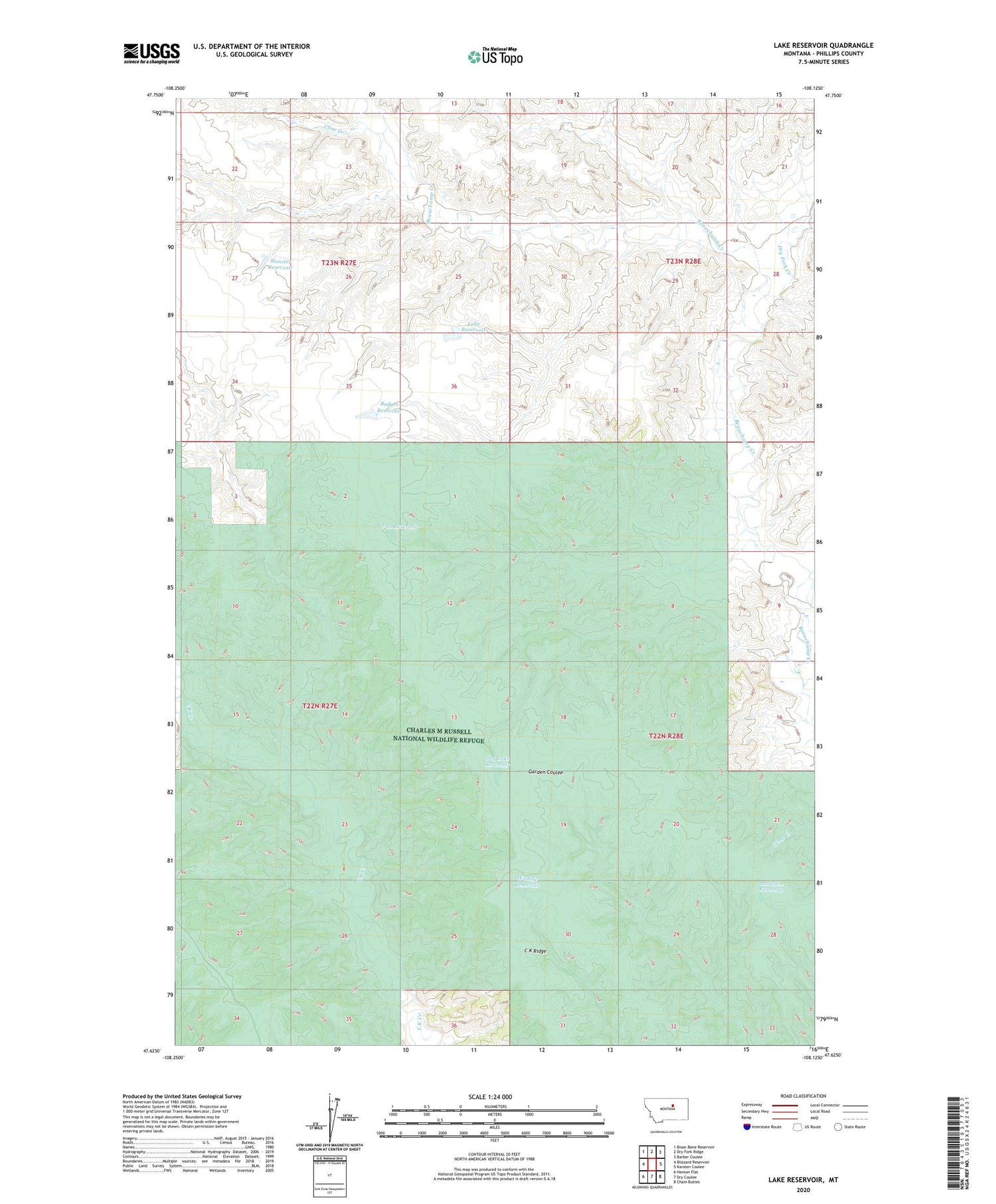 Lake Reservoir Montana US Topo Map Image