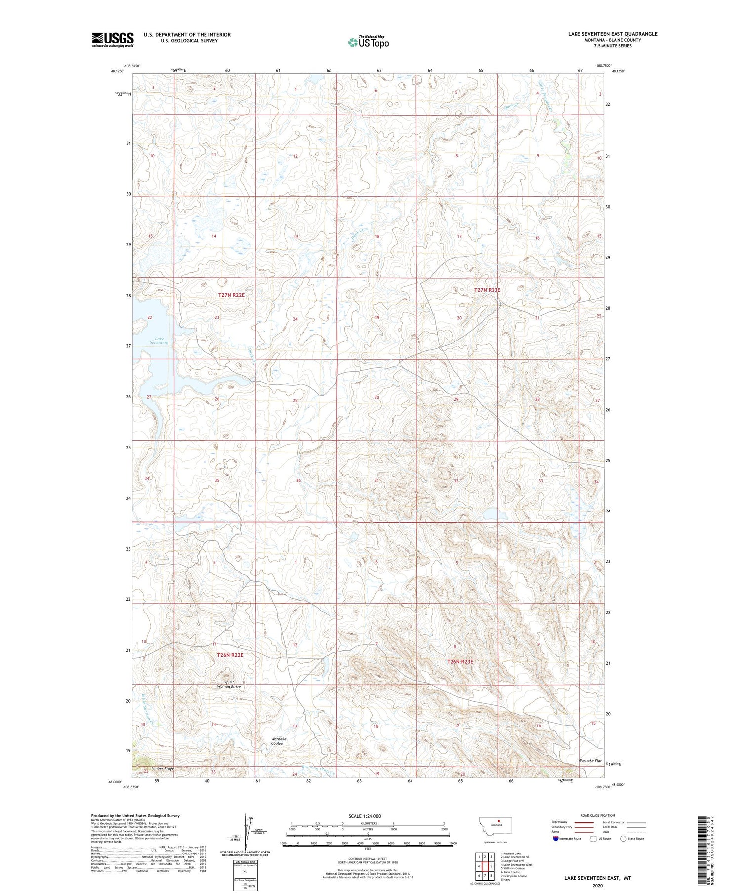 Lake Seventeen East Montana US Topo Map Image