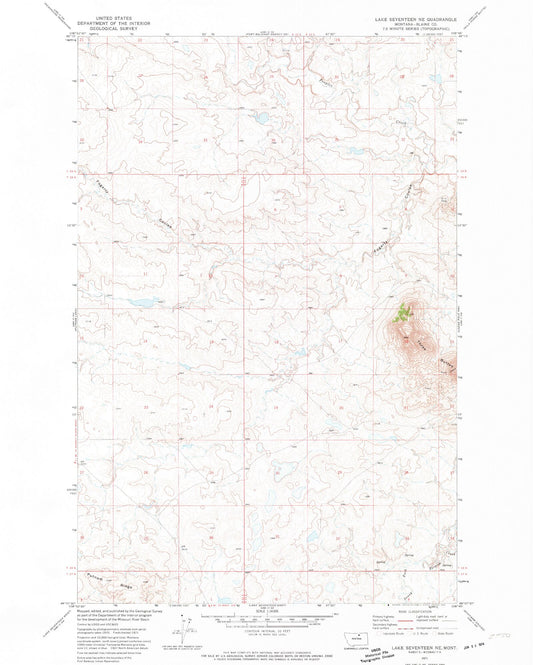 Classic USGS Lake Seventeen NE Montana 7.5'x7.5' Topo Map Image