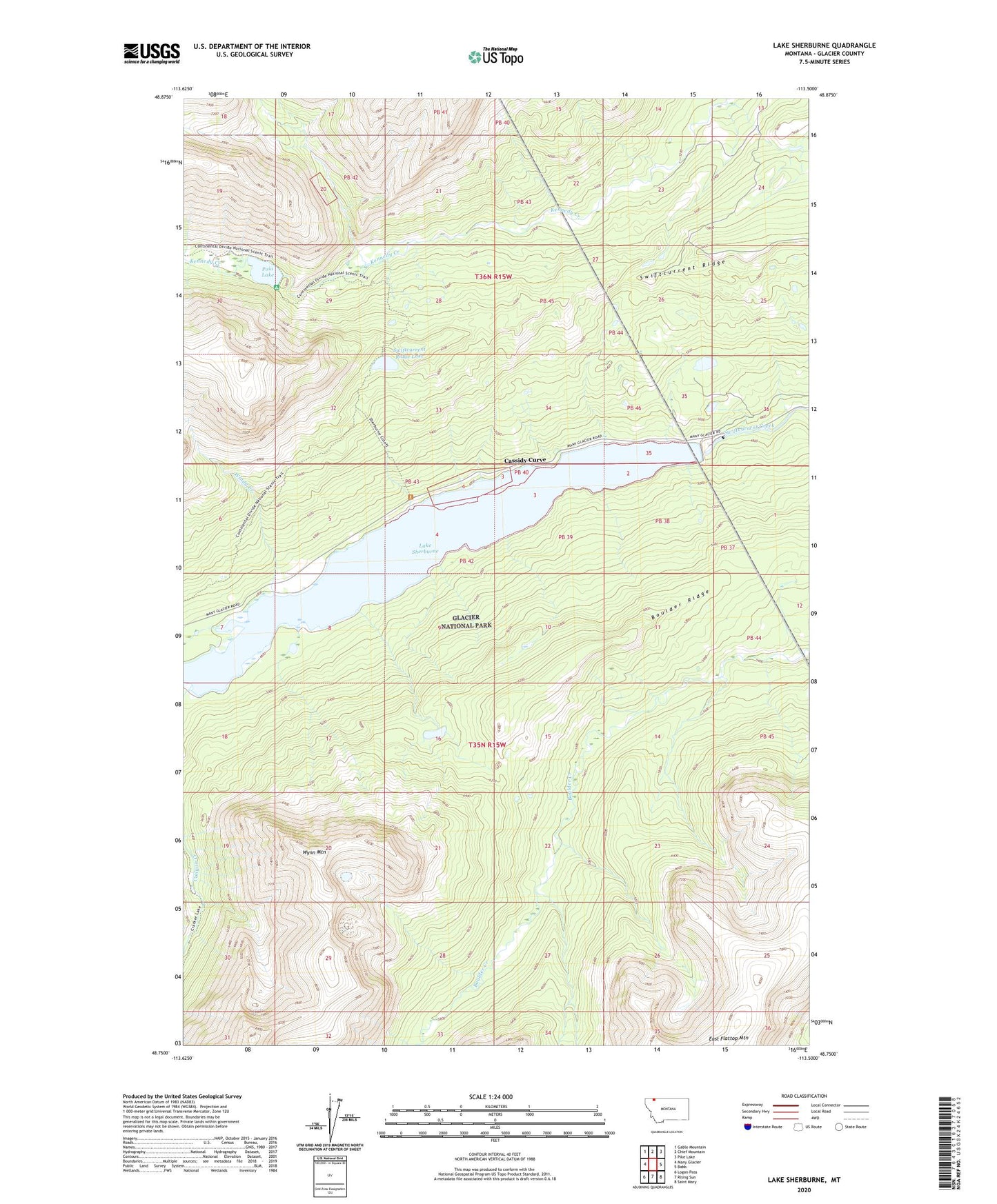Lake Sherburne Montana US Topo Map Image