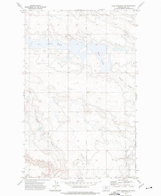 Classic USGS Lake Thibadeau SW Montana 7.5'x7.5' Topo Map Image