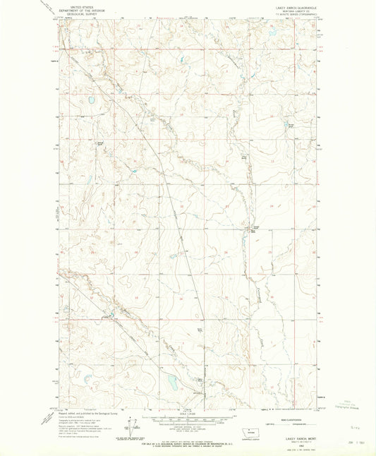 Classic USGS Lakey Ranch Montana 7.5'x7.5' Topo Map Image