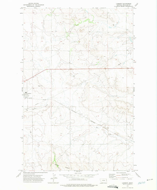 Classic USGS Lambert Montana 7.5'x7.5' Topo Map Image