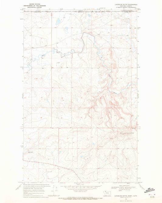 Classic USGS Landslide Butte Montana 7.5'x7.5' Topo Map Image