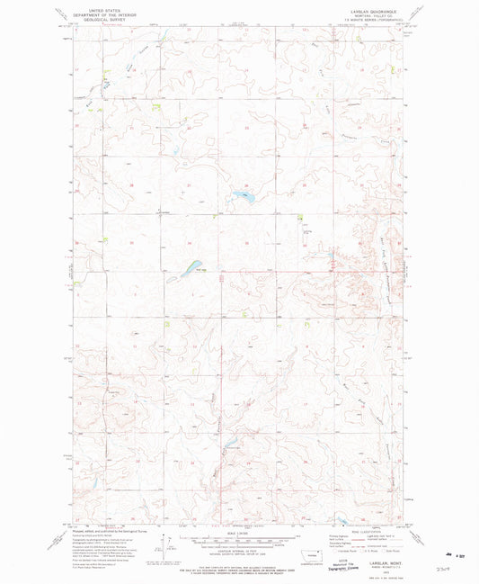 Classic USGS Larslan Montana 7.5'x7.5' Topo Map Image