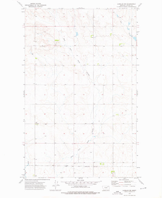 Classic USGS Larslan NW Montana 7.5'x7.5' Topo Map Image