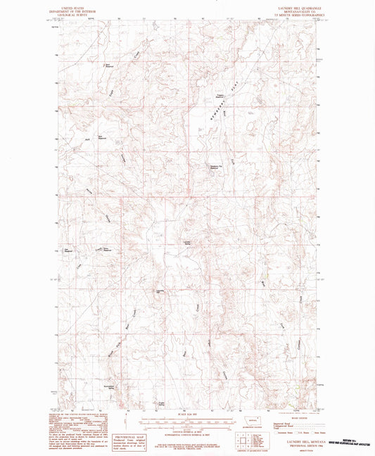 Classic USGS Laundry Hill Montana 7.5'x7.5' Topo Map Image