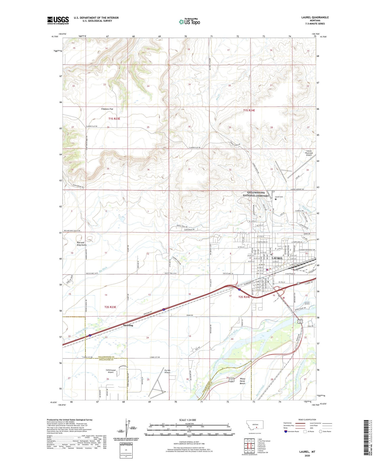 Laurel Montana US Topo Map Image