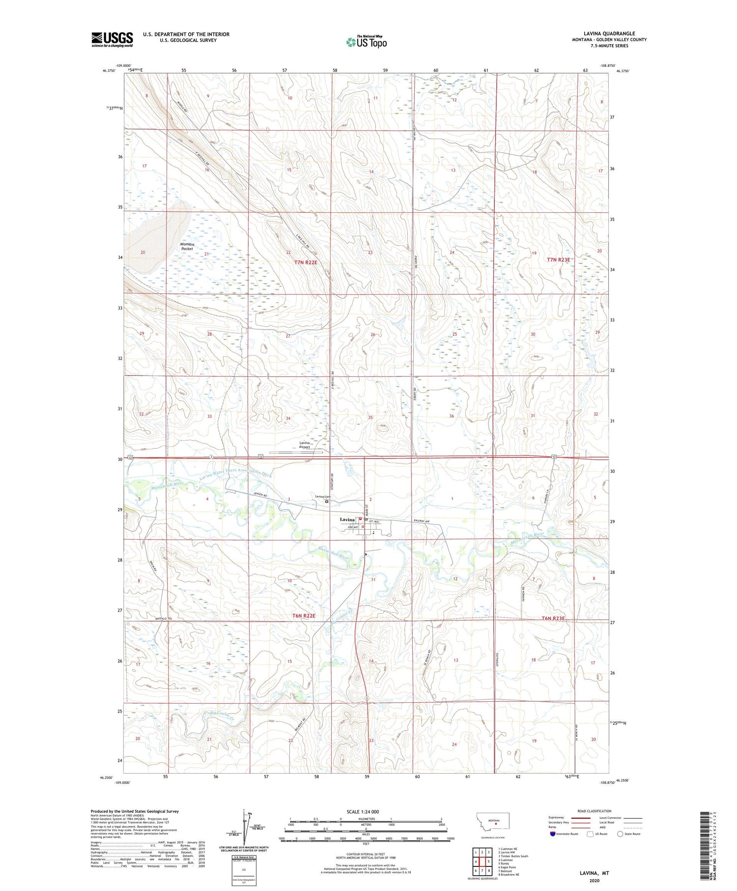 Lavina Montana US Topo Map Image