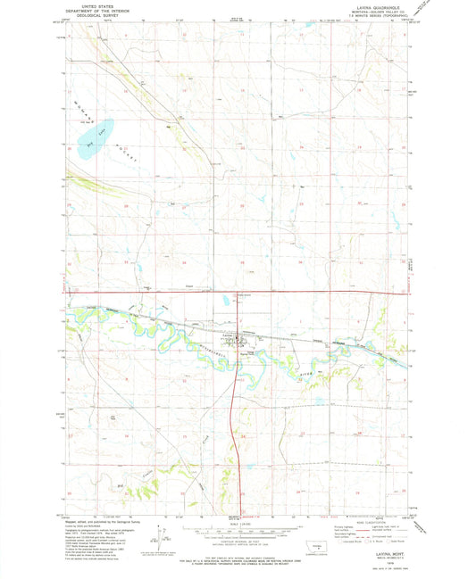 Classic USGS Lavina Montana 7.5'x7.5' Topo Map Image