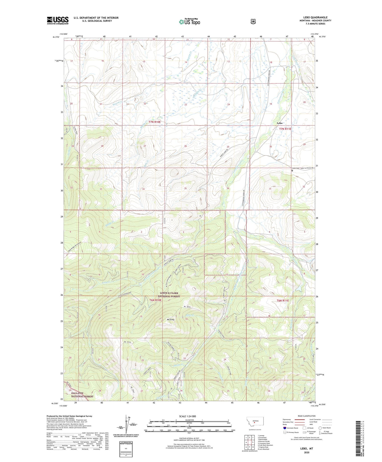 Lebo Montana US Topo Map Image