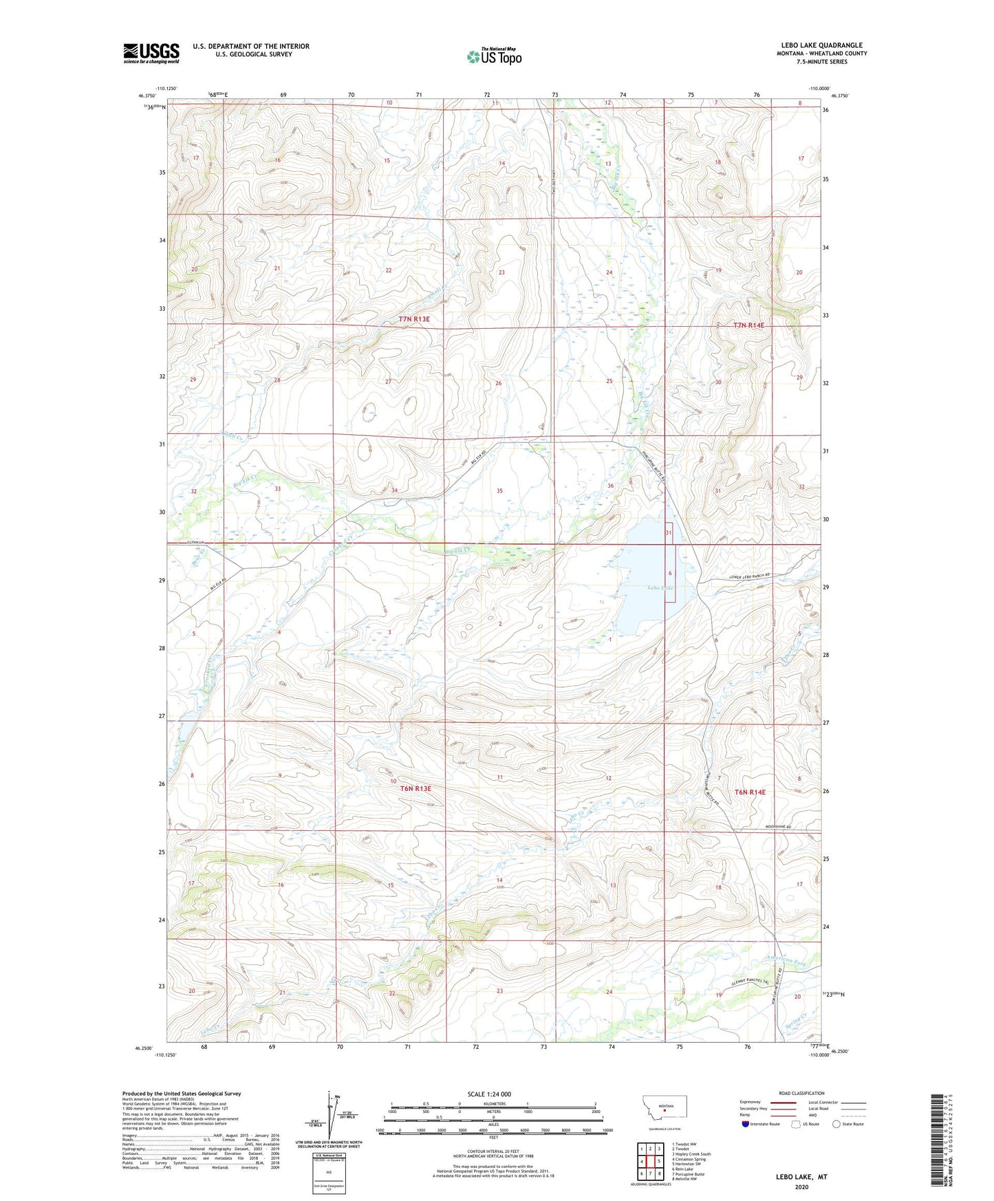 Lebo Lake Montana US Topo Map Image