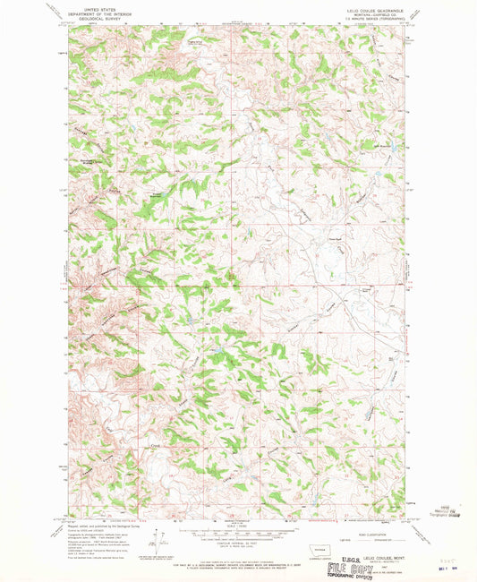 Classic USGS Lelig Coulee Montana 7.5'x7.5' Topo Map Image