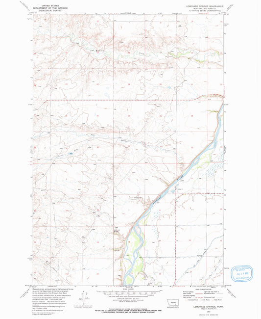 Classic USGS Lemonade Springs Montana 7.5'x7.5' Topo Map Image