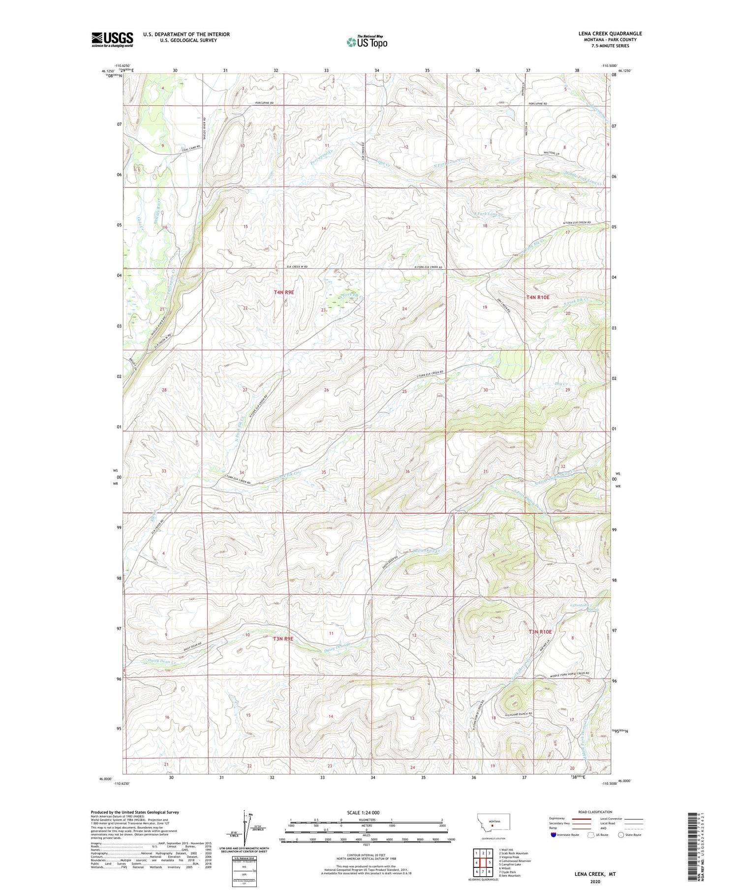 Lena Creek Montana US Topo Map Image