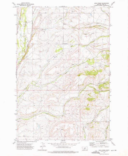Classic USGS Lena Creek Montana 7.5'x7.5' Topo Map Image