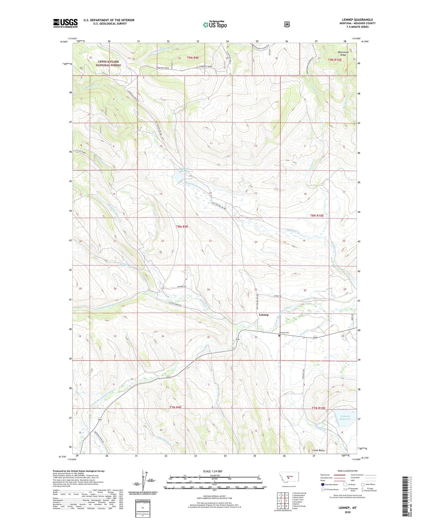Lennep Montana US Topo Map Image