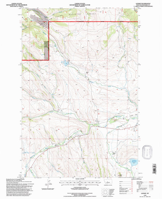 Classic USGS Lennep Montana 7.5'x7.5' Topo Map Image
