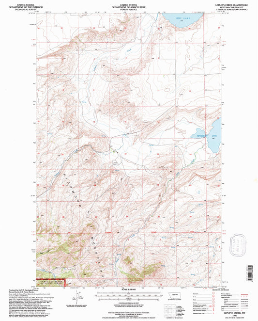 Classic USGS Lepleys Creek Montana 7.5'x7.5' Topo Map Image
