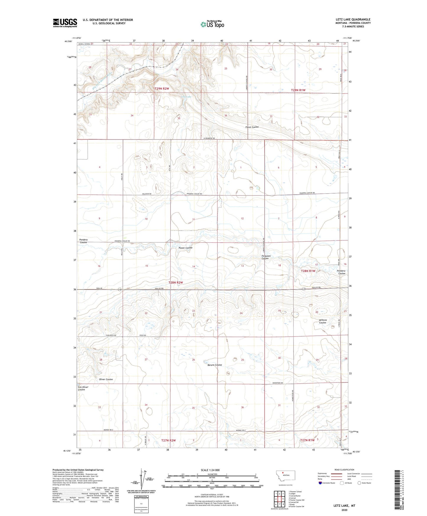 Letz Lake Montana US Topo Map Image