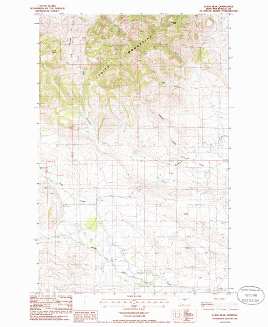 Classic USGS Lewis Peak Montana 7.5'x7.5' Topo Map Image