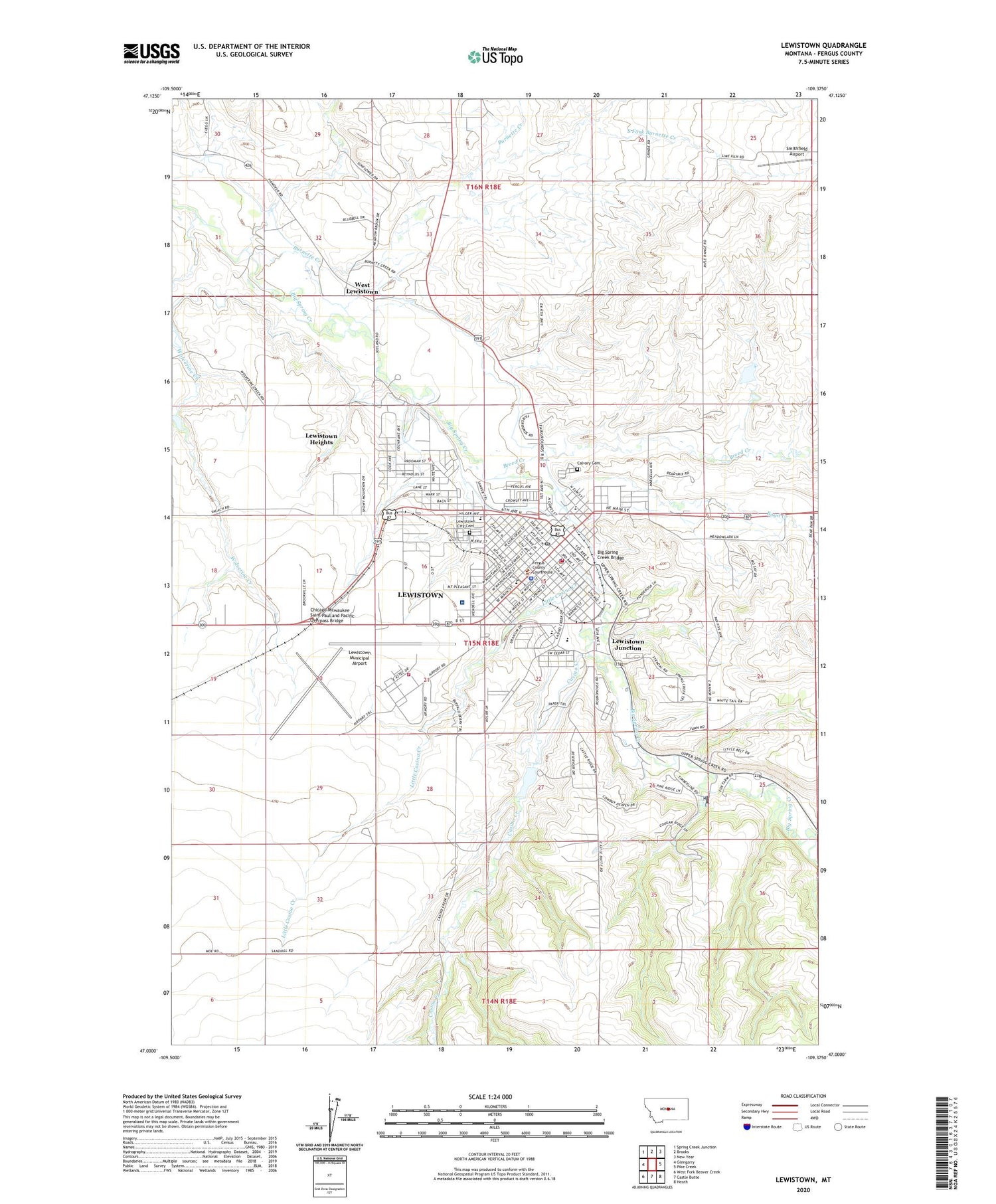 Lewistown Montana US Topo Map Image