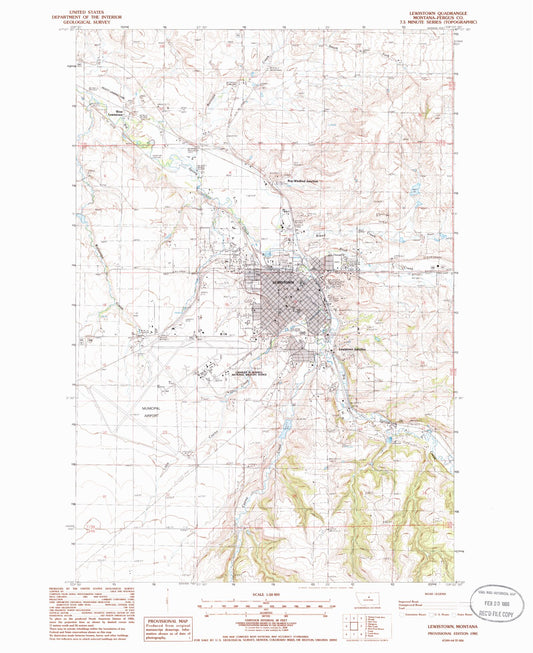 Classic USGS Lewistown Montana 7.5'x7.5' Topo Map Image