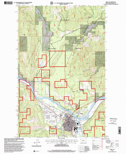 Classic USGS Libby Montana 7.5'x7.5' Topo Map Image