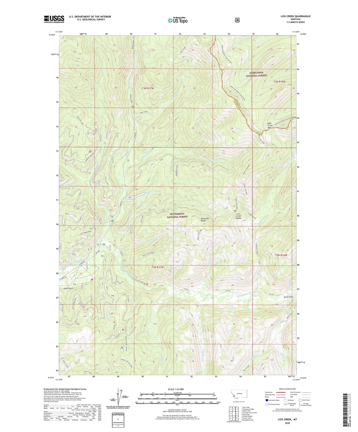 Lick Creek Montana US Topo Map Image