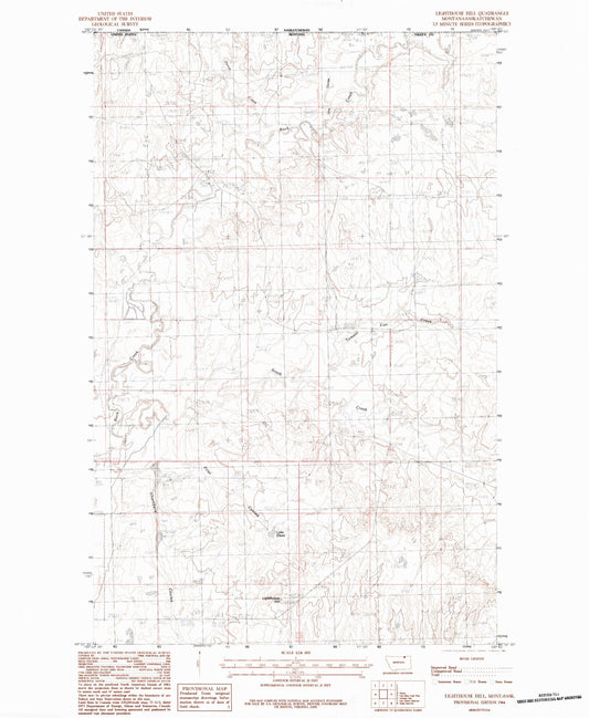 Classic USGS Lighthouse Hill Montana 7.5'x7.5' Topo Map Image