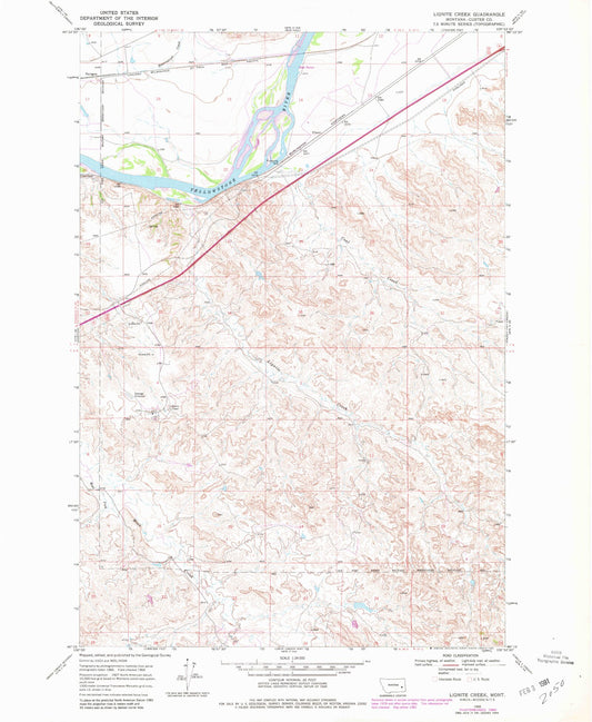 Classic USGS Lignite Creek Montana 7.5'x7.5' Topo Map Image
