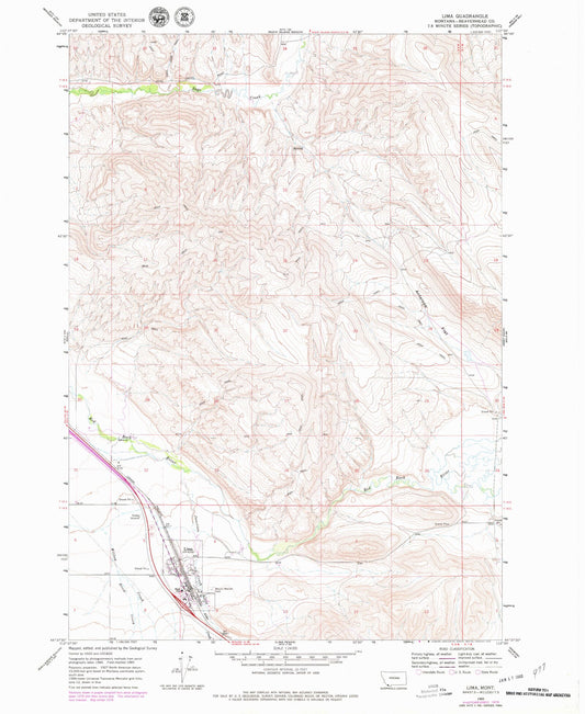 Classic USGS Lima Montana 7.5'x7.5' Topo Map Image