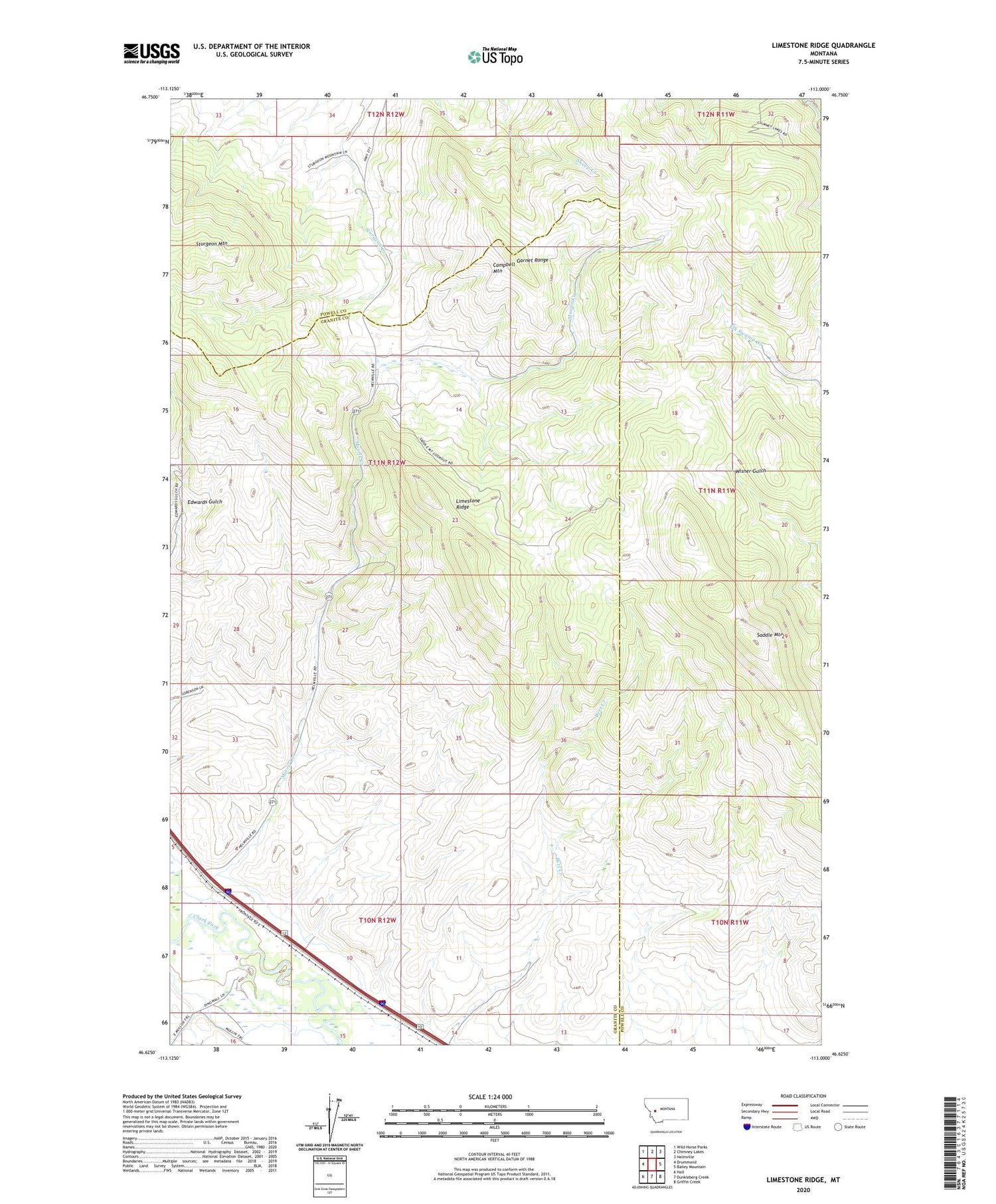 Limestone Ridge Montana US Topo Map Image