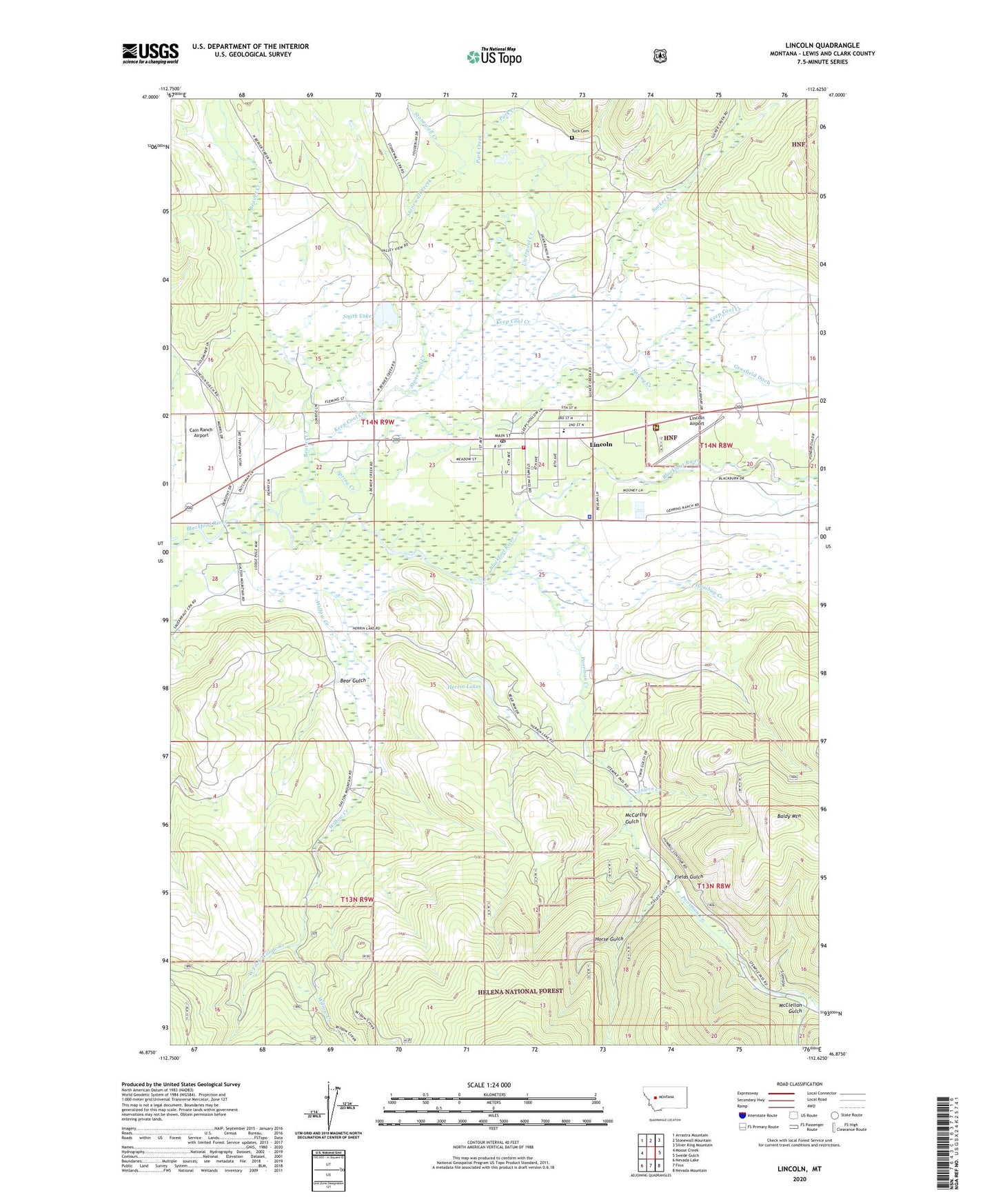 Lincoln Montana US Topo Map Image