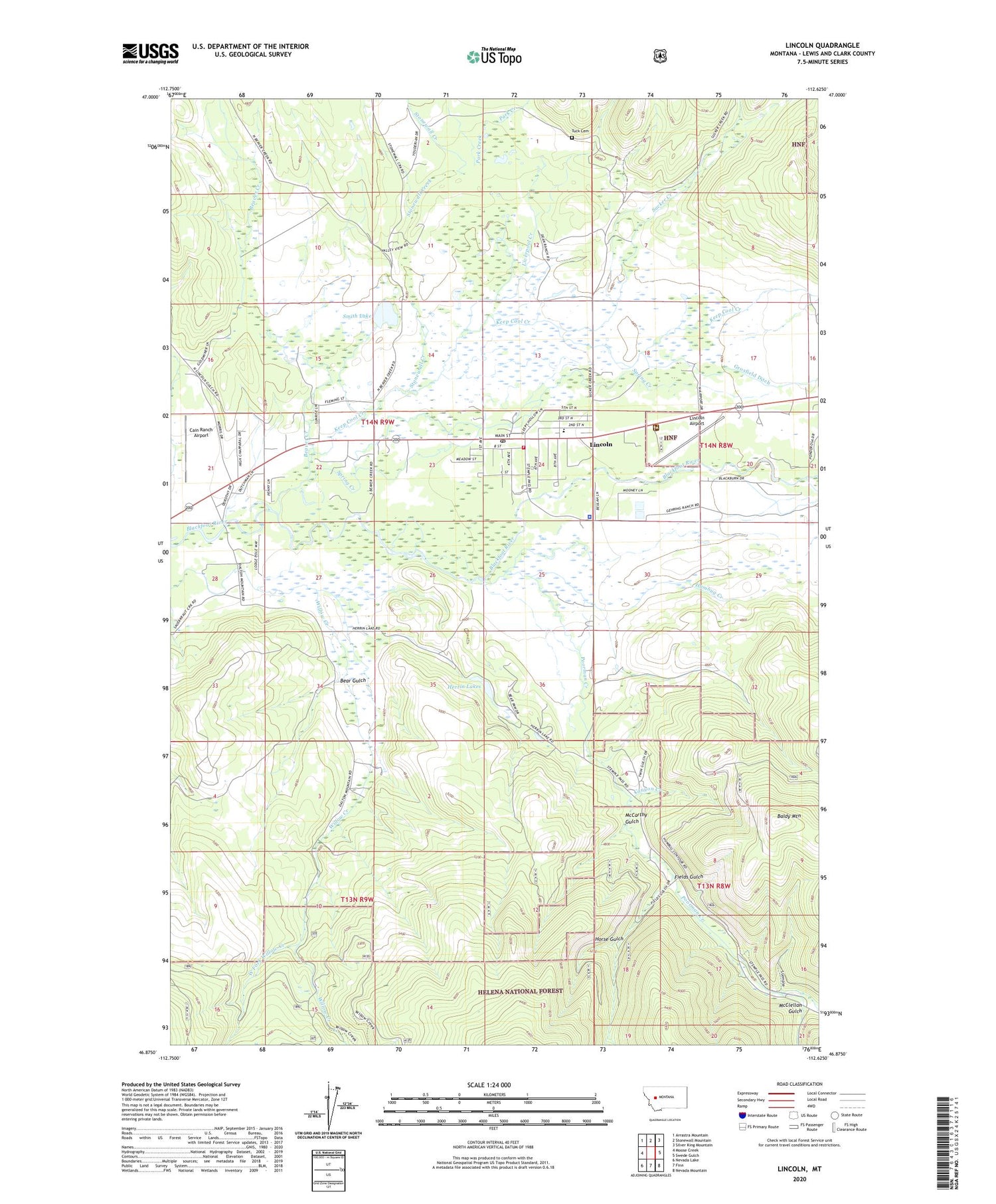 Lincoln Montana US Topo Map Image