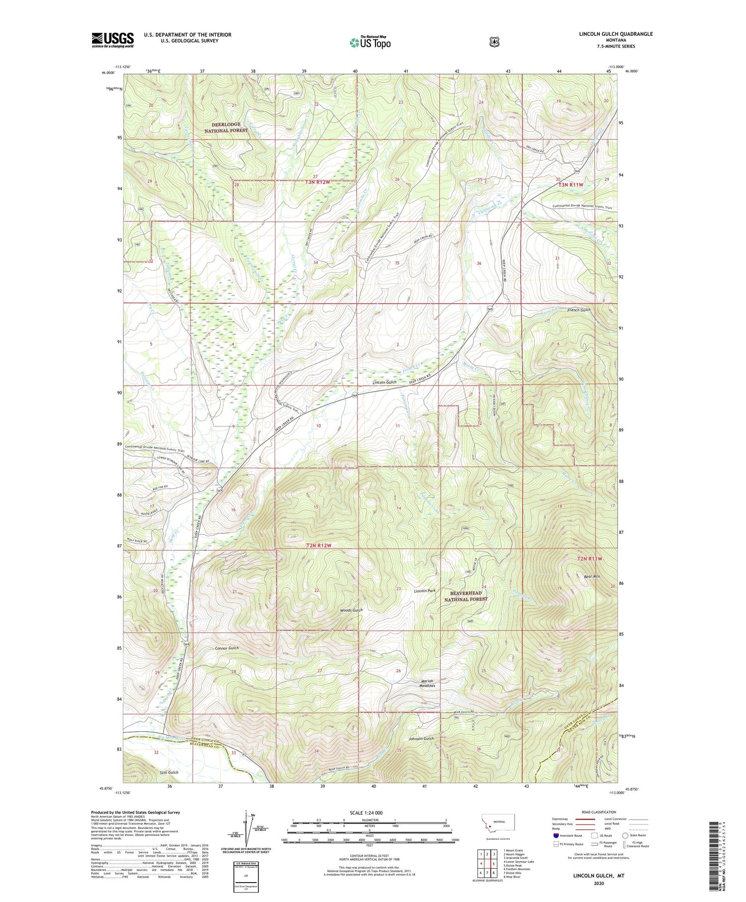 Lincoln Gulch Montana US Topo Map Image