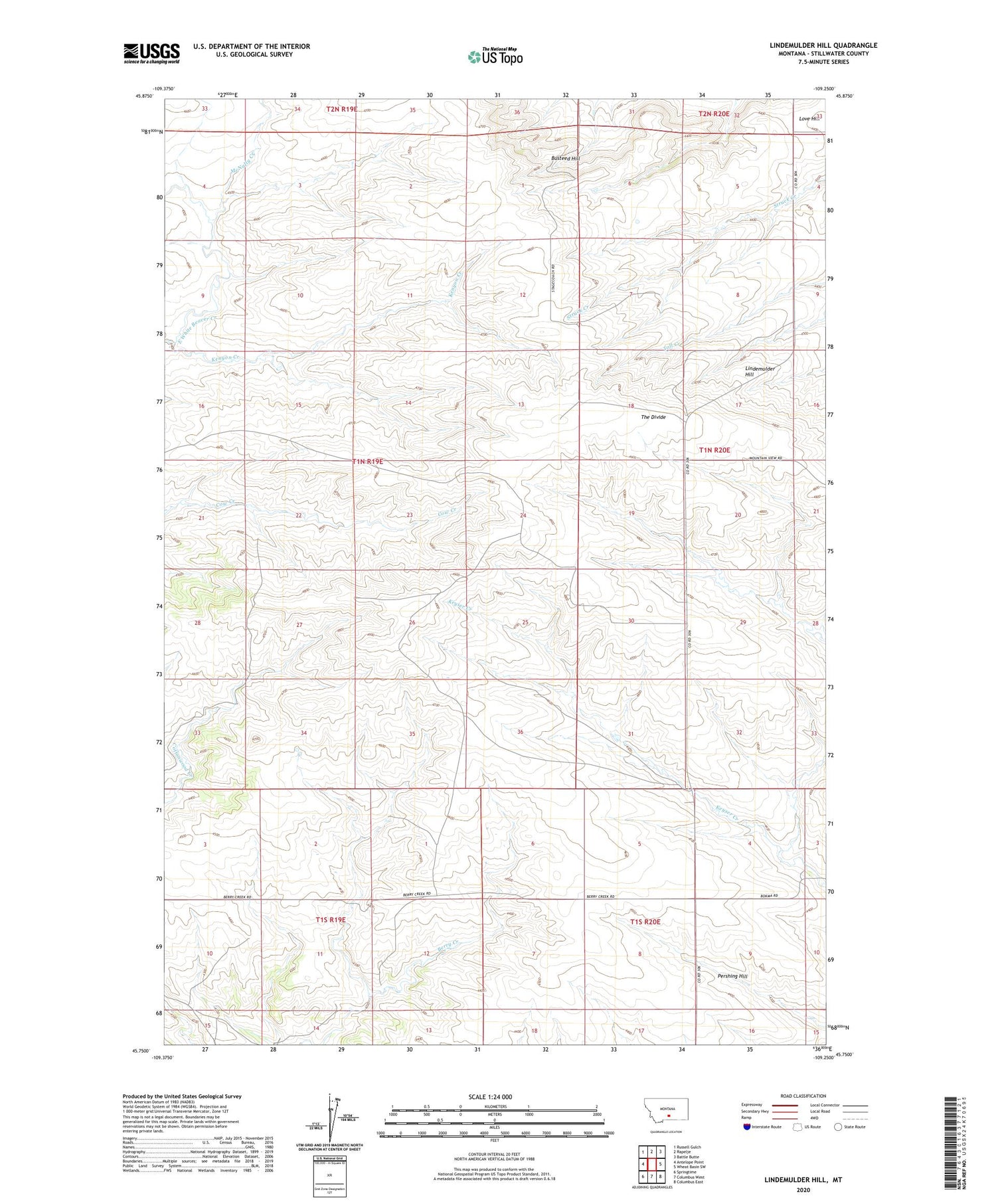 Lindemulder Hill Montana US Topo Map Image