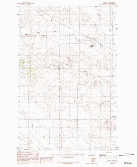 Classic USGS Lindsay Montana 7.5'x7.5' Topo Map Image