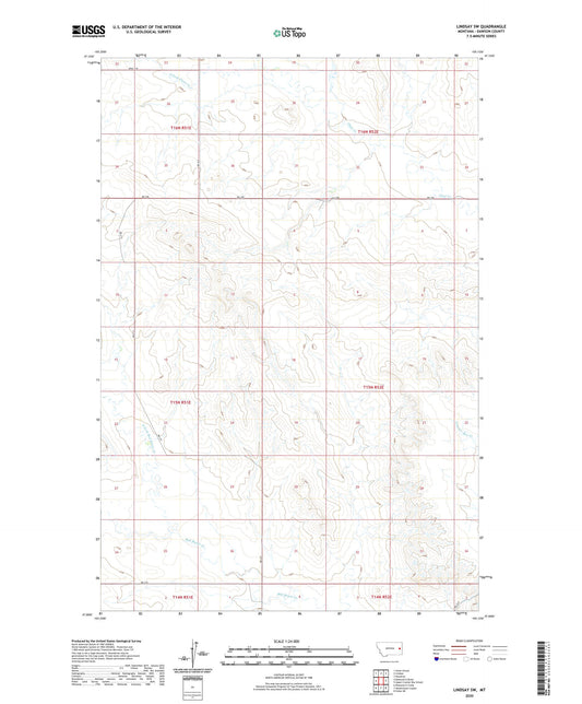 Lindsay SW Montana US Topo Map Image