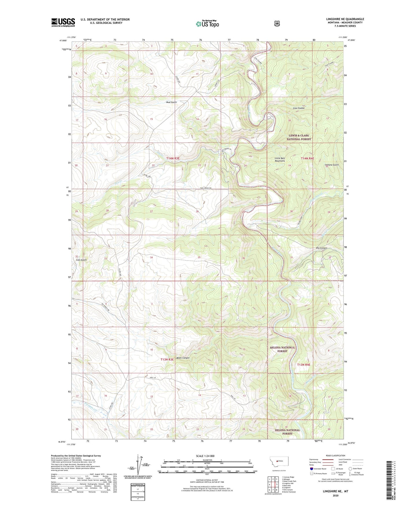 Lingshire NE Montana US Topo Map Image