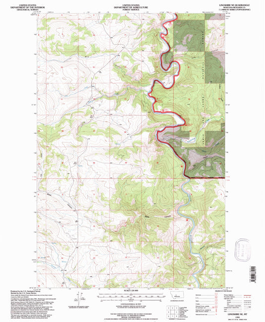 Classic USGS Lingshire NE Montana 7.5'x7.5' Topo Map Image