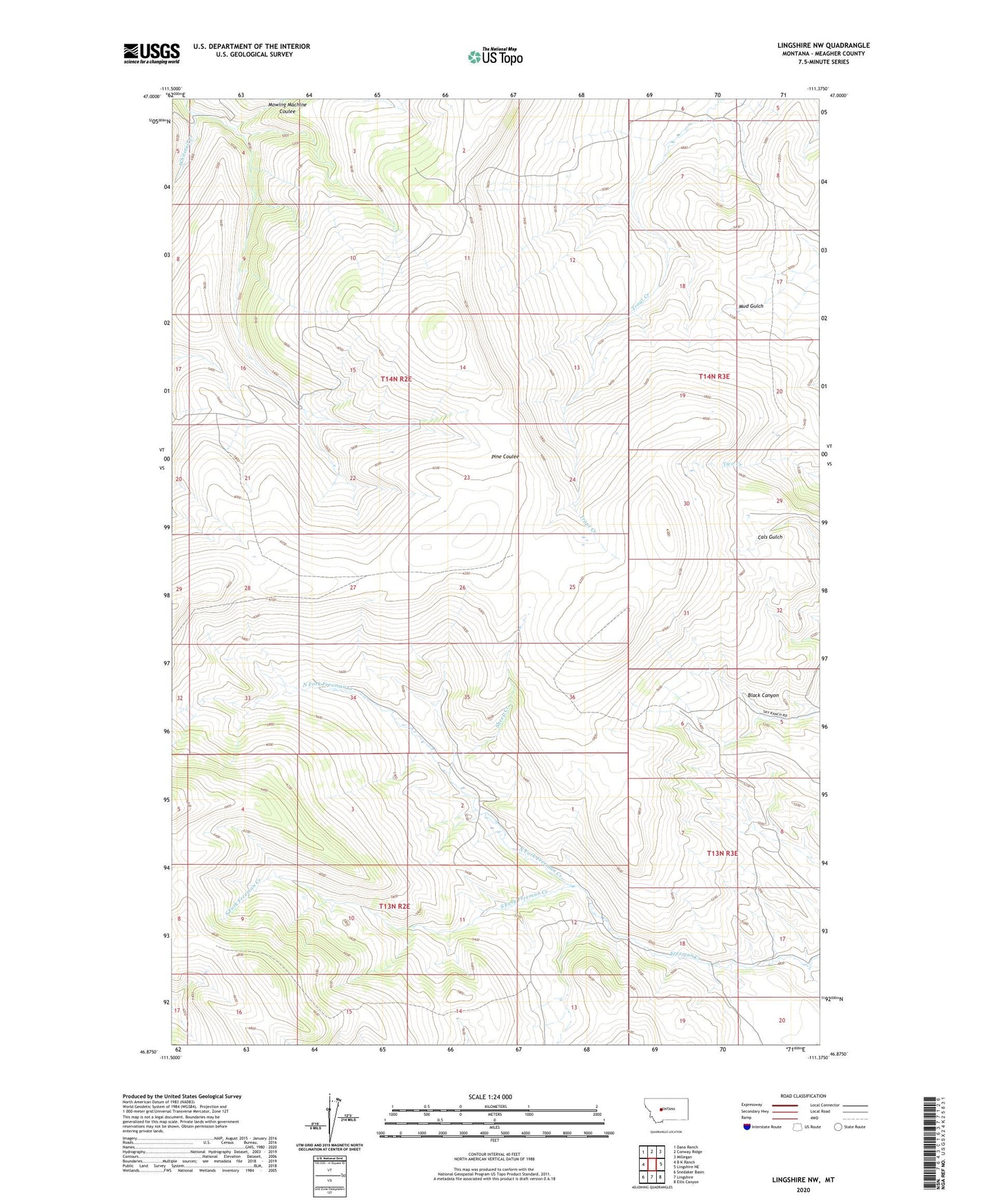 Lingshire NW Montana US Topo Map Image