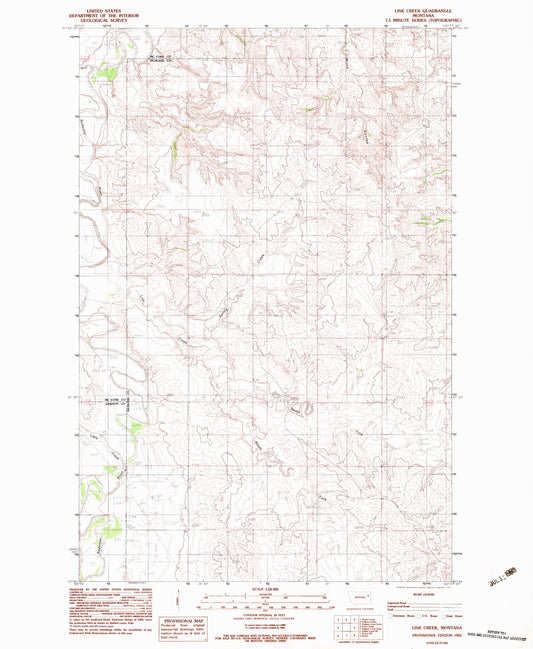 Classic USGS Lisk Creek Montana 7.5'x7.5' Topo Map Image